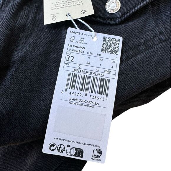 Mango MNG 328 Carmela Black Bootcut Jeans 1 XXS NWT - Picture 7 of 7